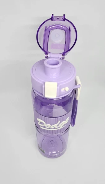 Shotay DL-24638 850ML Pipetli-Pipetsiz Tritan Mor Şeffaf Matara Taşıma Aparatlı - 3