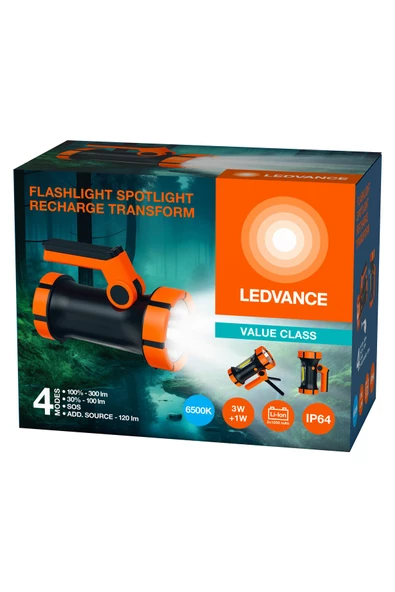 Ledvance Led 5W+3W 6500K 100-120-300lm IP64 4 Farklı Mod Spot Dış Mekan Şarjlı El Feneri - 2