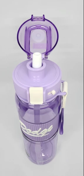Shotay DL-24638 850ML Pipetli-Pipetsiz Tritan Mor Şeffaf Matara Taşıma Aparatlı - 2