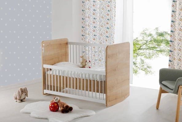 Babywhen Bw1076 - Pratik Sallanır Anne Yanı Kademeli Bebek Beşik Ahşap 60x120 - 3