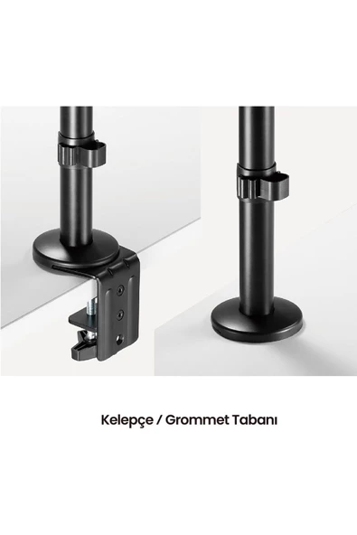 Monitör Tutucu Eğilebilir Döndürülebilir Kablo Kılavuzlu Ergonomik Ekran Tutucu - Siyah - 7
