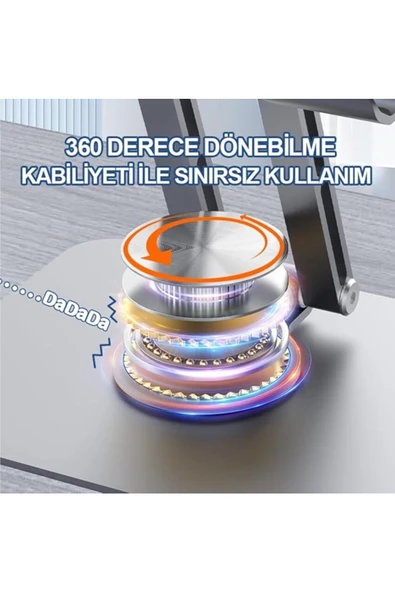 Voltix Tablet Standı 360° Dönebilen Tablet Tutucu Katlanabilir Alüminyum Tablet ve Telefon Standı - 4