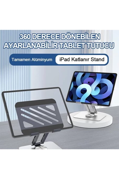 Voltix Tablet Standı 360° Dönebilen Tablet Tutucu Katlanabilir Alüminyum Tablet ve Telefon Standı - 2