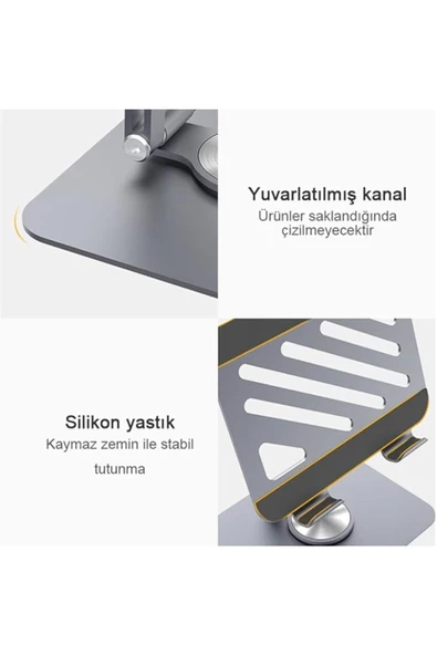 Tablet Standı 360° Dönebilen Tablet Tutucu Katlanabilir Alüminyum Tablet ve Telefon Standı - 7