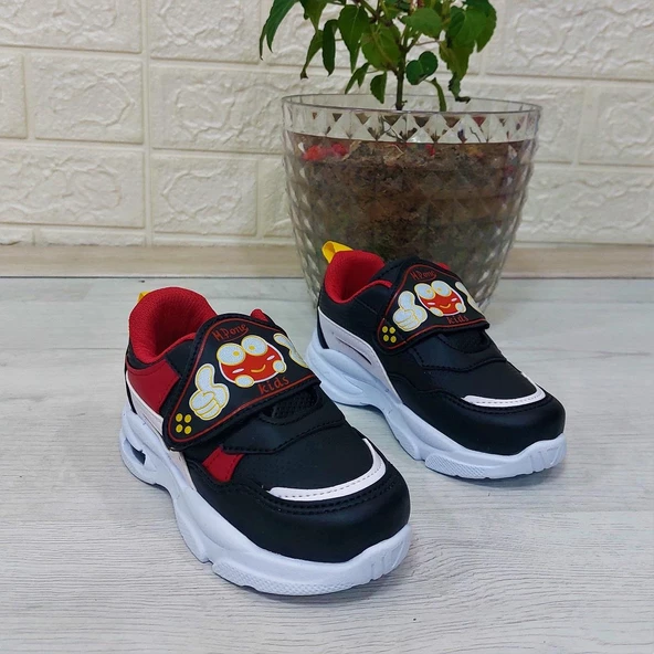 M.P One 3127 Siyah-Kırmızı Işıklı Fuspetli Bebe Spor Ayakkabı - Resim 3
