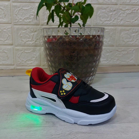 M.P One 3127 Siyah-Kırmızı Işıklı Fuspetli Bebe Spor Ayakkabı - Resim 4
