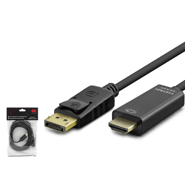 Hadron HDX7797 4K 30Hz 3mt DisplayPort - HDMI Dönüştürücü Kablo - Siyah