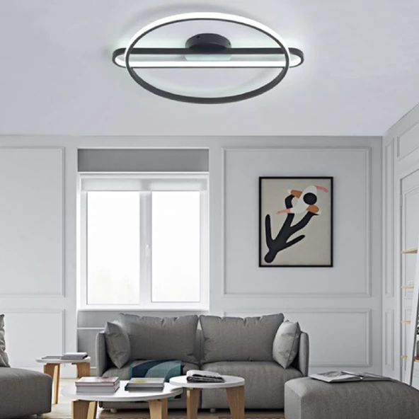 Lapseki / Plafonyer Avize / 65 cm / 3 Renk Işık / Antrasit Gövde - 4