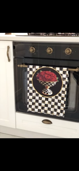 2li güllü mutfak seti runner+fırın örtüsü yılbaşı yeniyıl mutfak - 3