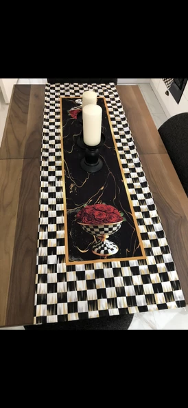 2li güllü mutfak seti runner+fırın örtüsü yılbaşı yeniyıl mutfak - 4