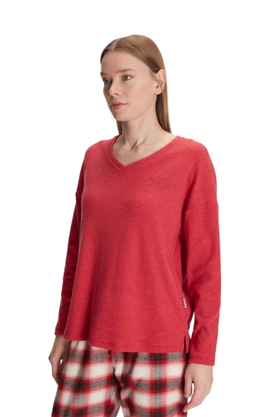 Anıl Kadın Kırmızı Uzun Kol Pijama Takımı 11317 ürün görseli 1