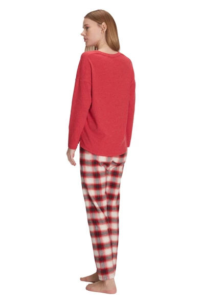 Anıl Kadın Kırmızı Uzun Kol Pijama Takımı 11317 - Resim 3