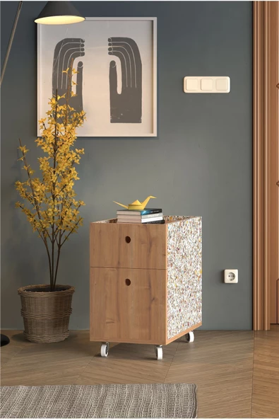 Zeyy-Modüler 2 Çekmeceli Tekerlekli Keson - Geri Dönüşüm Kompozit Panel (RCP) - 5