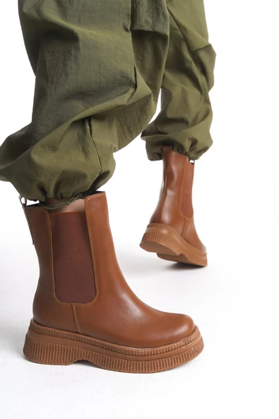 Kadın Platform Bot Yanı Lastikli Yuvarlak Burun Tam Kalıp Günlük Bot - Resim 9