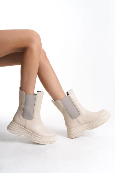 Kadın Platform Bot Yanı Lastikli Yuvarlak Burun Tam Kalıp Günlük Bot - Resim 2