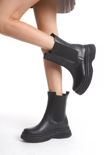 Kadın Platform Bot Yanı Lastikli Yuvarlak Burun Tam Kalıp Günlük Bot - Resim 6