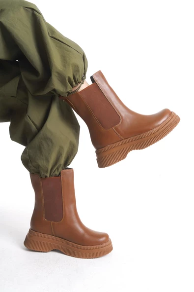 Kadın Platform Bot Yanı Lastikli Yuvarlak Burun Tam Kalıp Günlük Bot - Resim 11