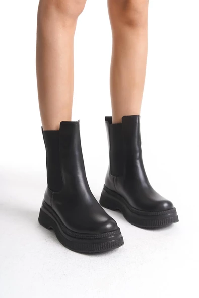 Kadın Platform Bot Yanı Lastikli Yuvarlak Burun Tam Kalıp Günlük Bot - Resim 7