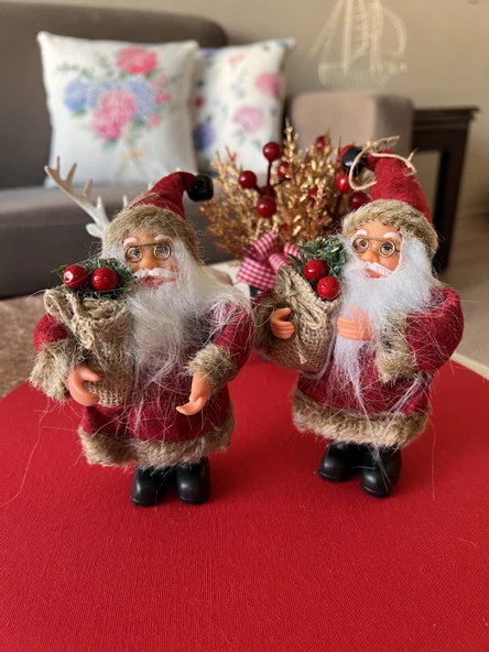 yılbaşı mini noel baba 15 cm kırmızı ipli yeniyıl - 2