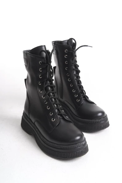 Kadın Kalın Tabanlı Bağcıklı Fermuarlı Günlük Tam Kalıp Platform Taban Bot - 8