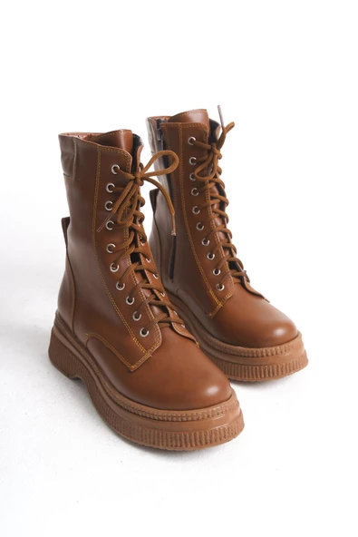 Kadın Kalın Tabanlı Bağcıklı Fermuarlı Günlük Tam Kalıp Platform Taban Bot - 12