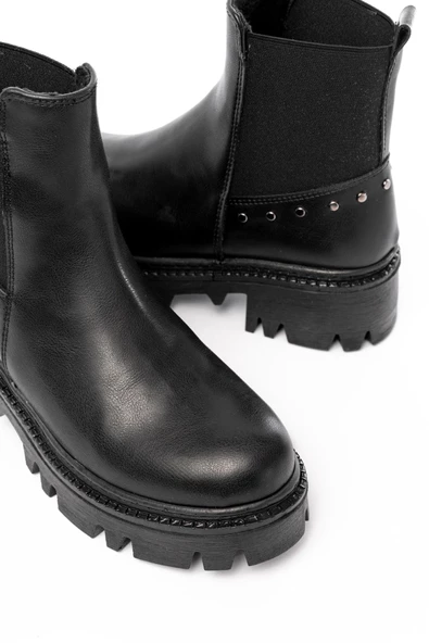 Siyah Lastikli Günlük Kadın Bot - 5