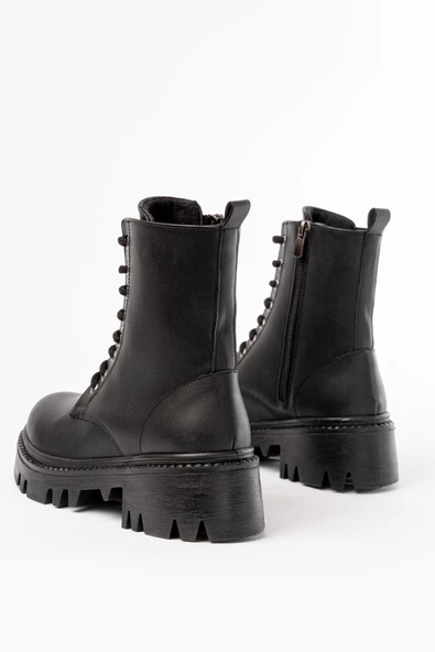868-356 Siyah Bağcıklı Fermuarlı Günlük Kadın Bot - 3