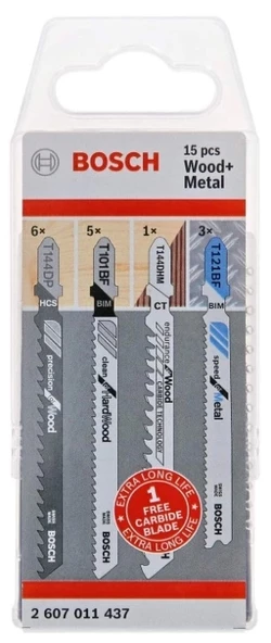 Bosch Professional 2607011437 15 Parça Dekupaj Testeresi Bıçağı Seti (Ahşap ve Metal için, Dekupaj Testeresi Aksesuarlar ürün görseli 1