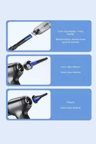 Torima LT-107C Mini Çok Fonksiyonlu Üflemeli Şarjlı Araç Süpürgesi El Süpürgesi - 2