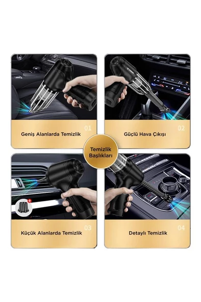 Torima LT-107C Mini Çok Fonksiyonlu Üflemeli Şarjlı Araç Süpürgesi El Süpürgesi - 6