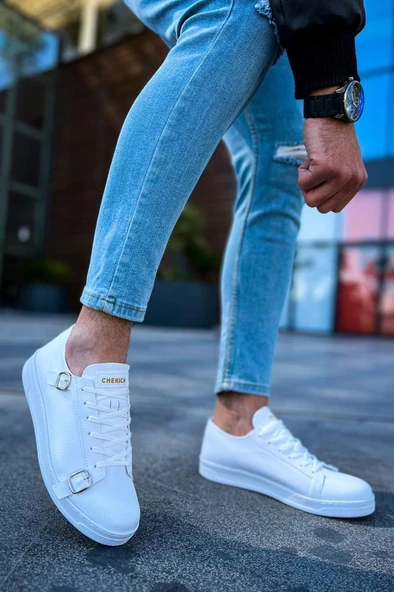 CH191 CBT Side Buckle Erkek Ayakkabı BEYAZ - Resim 4