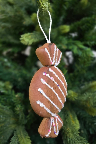 Kurabiye Görünümlü Gerçekçi Şeker Paketi Şeklinde Yılbaşı Ağaç Süsü 18cm - 6