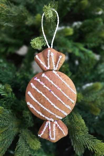 Kurabiye Görünümlü Gerçekçi Şeker Paketi Şeklinde Yılbaşı Ağaç Süsü 18cm - 2