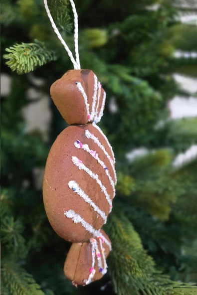 Kurabiye Görünümlü Gerçekçi Şeker Paketi Şeklinde Yılbaşı Ağaç Süsü 18cm - 5