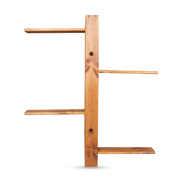 Dekoratif Ahşap Duvar Rafı Kitaplık Çiçeklik Biblo Baharatlık Rafı 4 Raflı 100  cm - 3