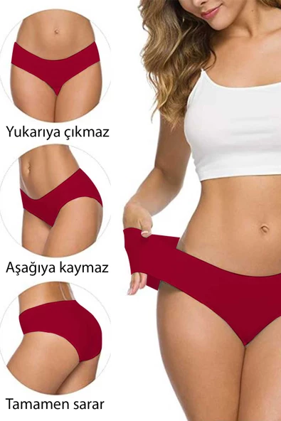 2 Adet Kadın Dikişsiz Lazer Kesim Esnek İz yapmayan Külot S5 - 9