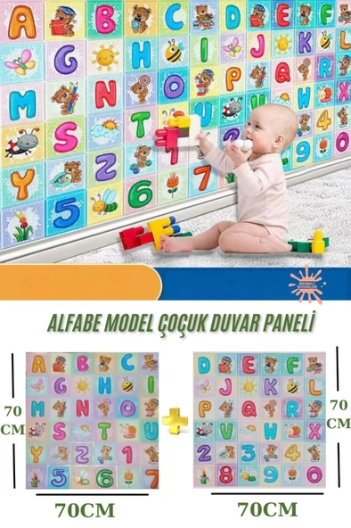 Çoçuk Odası Kreş Anaokulu Alfabe Model Yapışkanlı Duvar Paneli Kağıdı 1 Adet A Harfi 1 Adet D Harfi