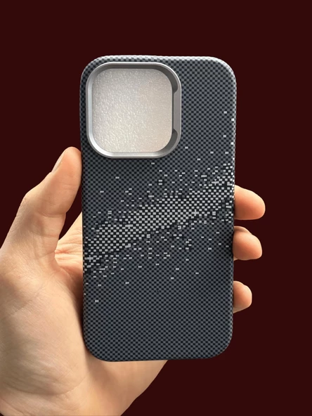 iPhone 15 Pro MagSafe Uyumlu Kılıf Carbon Desenli Premium Kapak ürün görseli