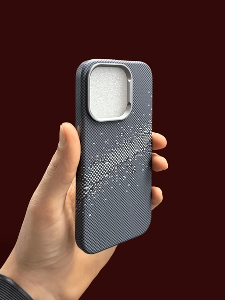 iPhone 15 Pro MagSafe Uyumlu Kılıf Carbon Desenli Premium Kapak - Resim 2