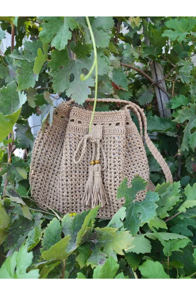 Bebüsa El Örgüsü Kağıt İp Çanta - Resim 2