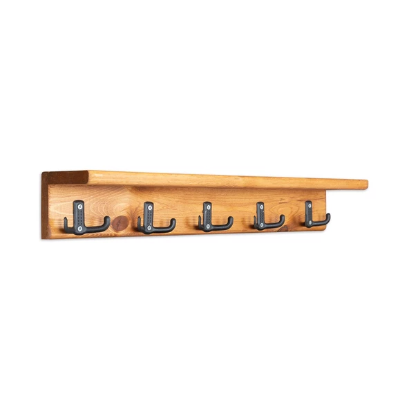 Dekoratif Ahşap Duvar Rafı Askılık Antre Hol Baharatlık Kupa Rafı 60x9x11 cm - 4