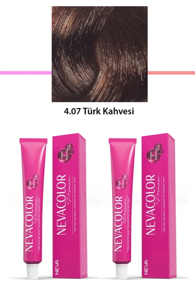 2 li Set Premium 4.07 Türk Kahvesi - Kalıcı Krem Saç Boyası 2 X 50 g Tüp - 1
