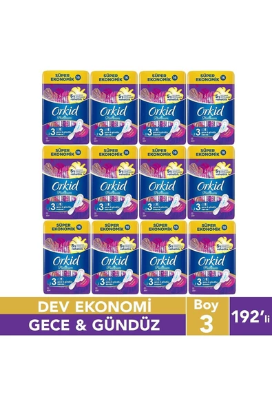 Orkid Platinum Hijyenik Ped Gündüz & Gece 192 Adet Anne Kız Paketi (64x3)