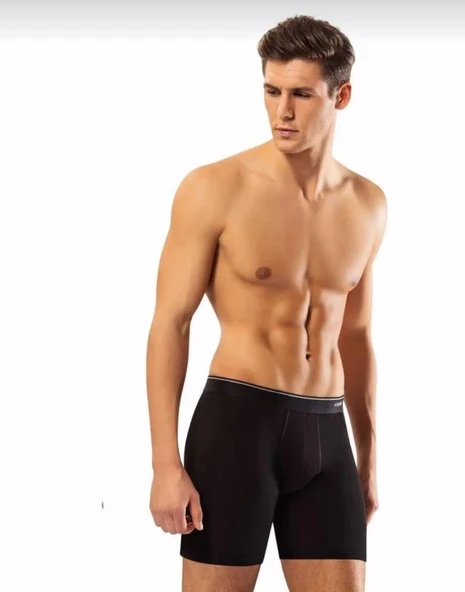 ERDEM 1470 ERKEK LİKRALI UZUN BOXER 10 ADET  XL SİYAH