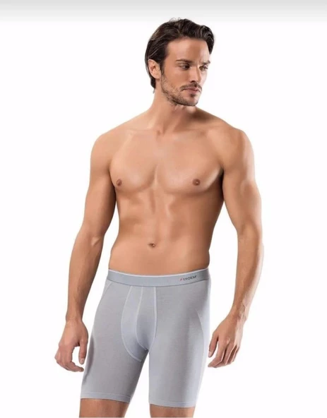 ERDEM 1470 ERKEK LİKRALI UZUN BOXER 6 ADET  4XL GRi