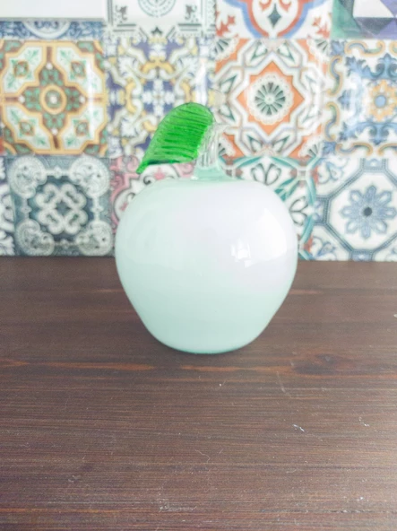 Murano Dekoratif Cam Beyaz Elma 13,5cm - 3