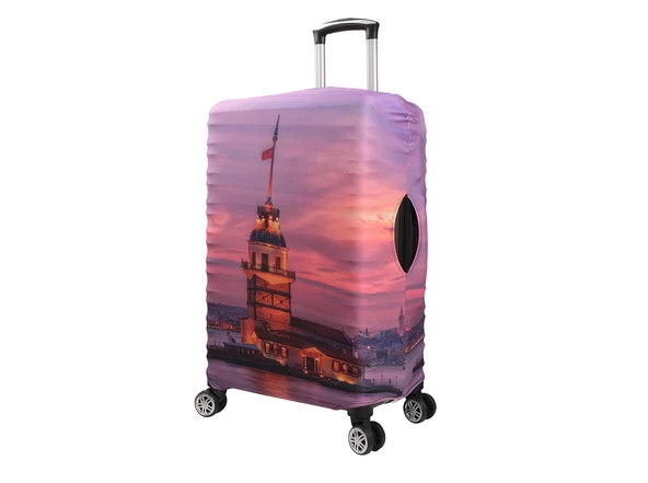 Bagacar Kız Kulesi Orta Boy Valiz için Valiz Kılıfı - Resim 2