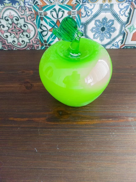 Murano Dekoratif Cam Yeşil Elma 13,5cm - 4