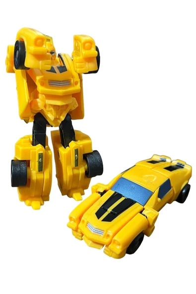 SUPER Warrior Mini Plastik Gövdeli Dönüşebilen Robot Araba 7.5 CM SARI