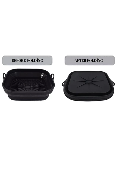 Katlanabilir Silikon Yanmaz - Yıkanabilir Kare Airfryer Kalıbı 21 Cm - 4